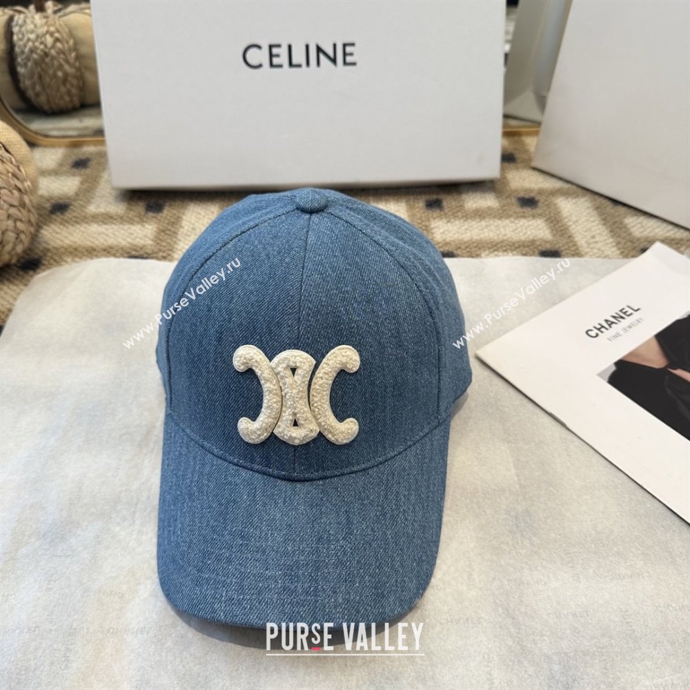 Celine Denim Baseball Hat C103105 Blue 2025 (A-25103105)