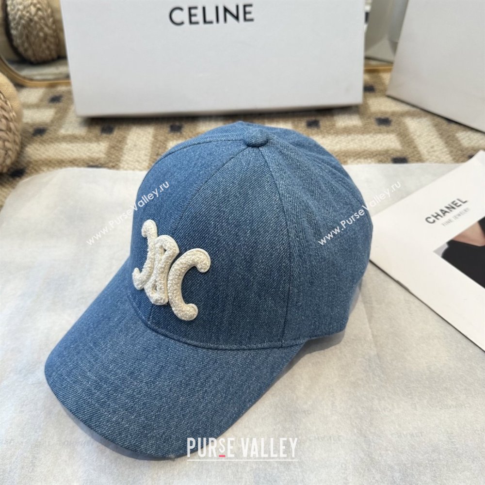 Celine Denim Baseball Hat C103105 Blue 2025 (A-25103105)