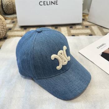 Celine Denim Baseball Hat C103105 Blue 2025 (A-25103105)