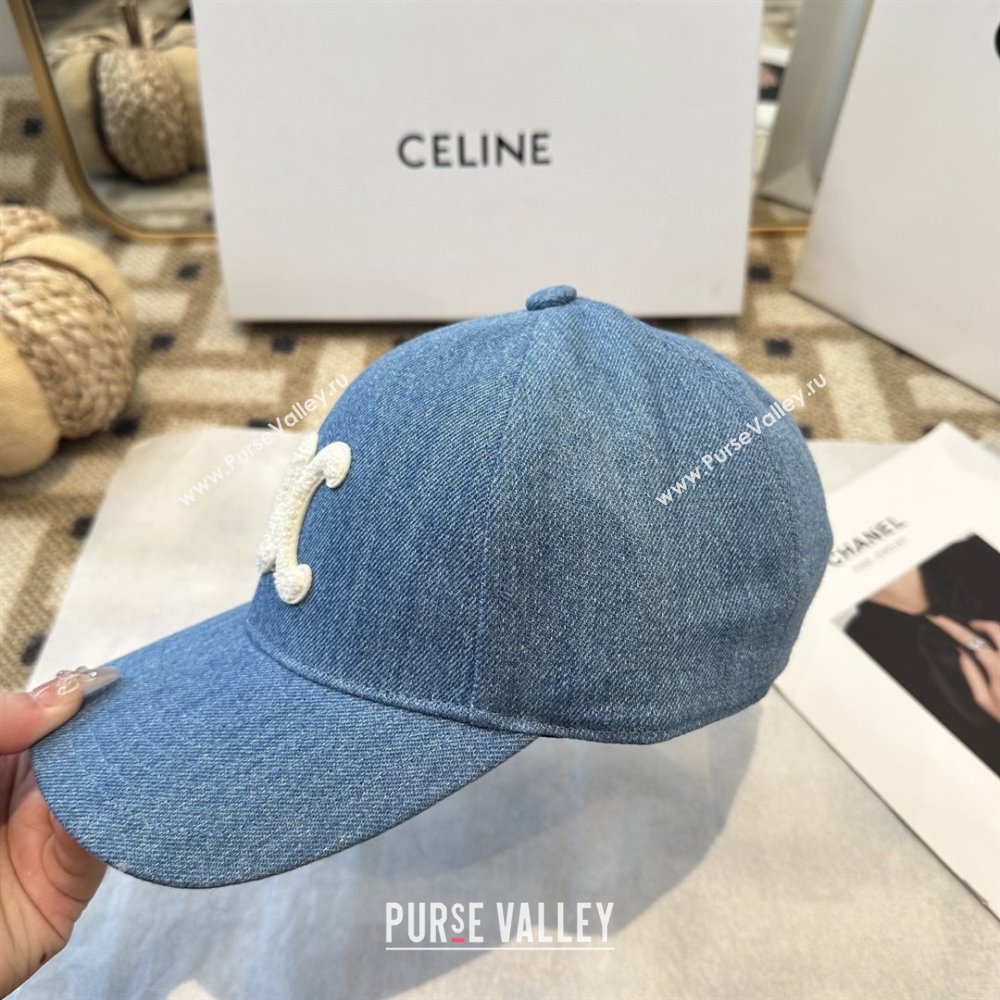 Celine Denim Baseball Hat C103105 Blue 2025 (A-25103105)