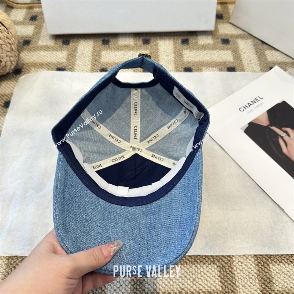 Celine Denim Baseball Hat C103105 Blue 2025 (A-25103105)