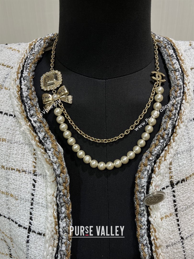 Chanel Pearls Necklace with Bow CH103109 Gold 2025 (YF-25103109)