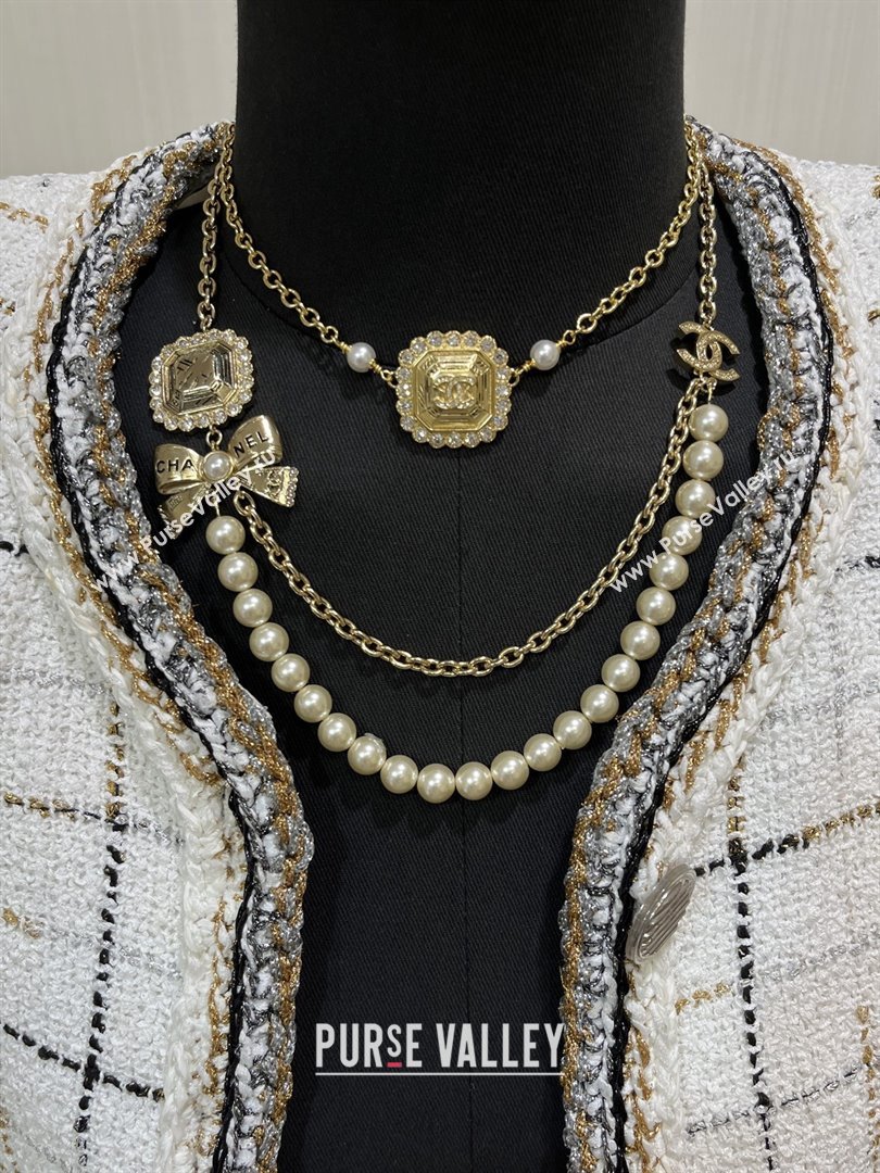 Chanel Pearls Necklace with Bow CH103109 Gold 2025 (YF-25103109)