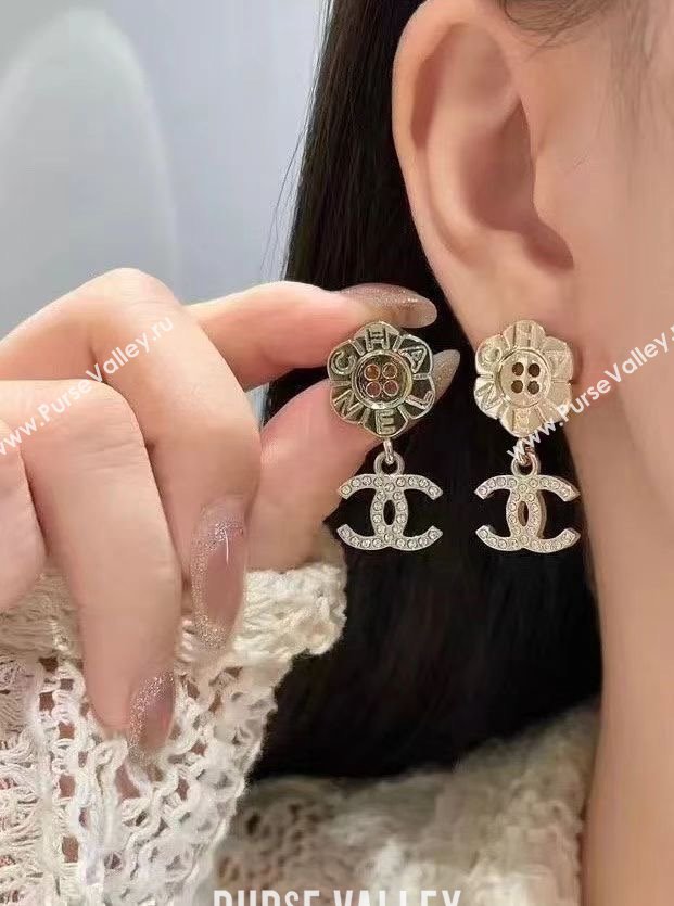 Chanel Bloom Button Pendant Earrings CH103114 Gold 2025 (YF-25103114)