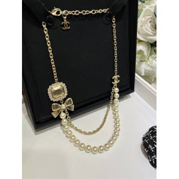 Chanel Pearls Necklace with Bow CH103109 Gold 2025 (YF-25103109)