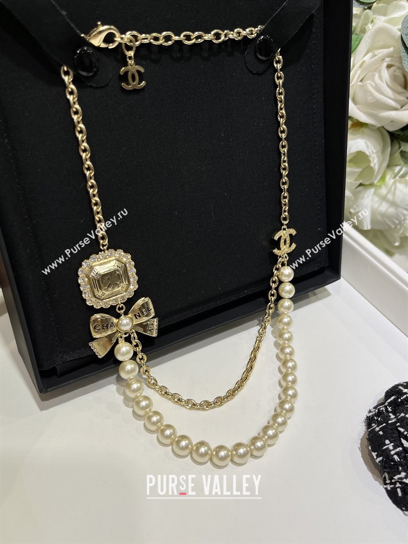 Chanel Pearls Necklace with Bow CH103109 Gold 2025 (YF-25103109)