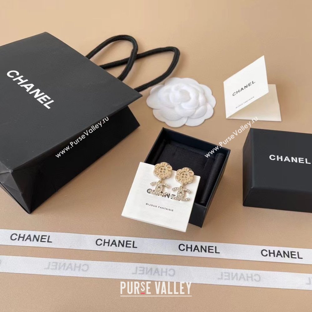 Chanel Bloom Button Pendant Earrings CH103114 Gold 2025 (YF-25103114)