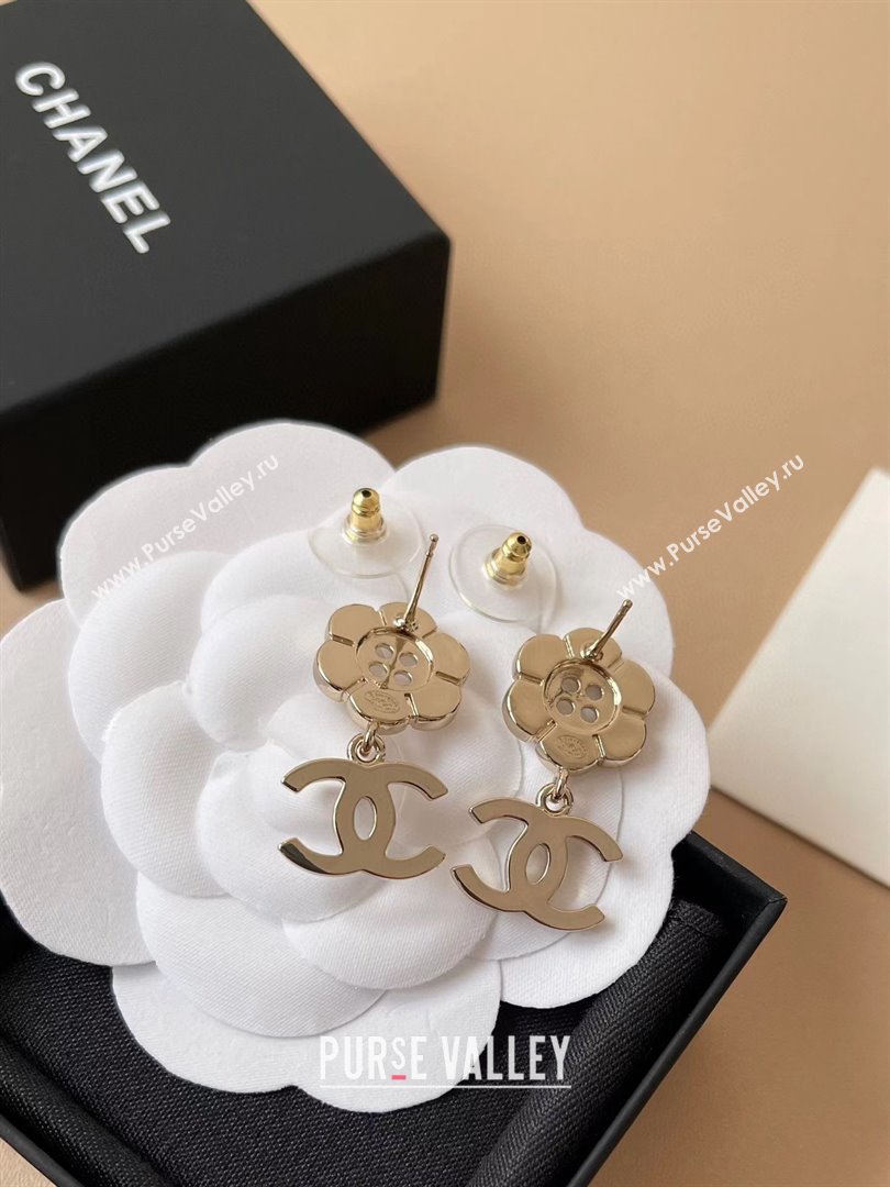 Chanel Bloom Button Pendant Earrings CH103114 Gold 2025 (YF-25103114)