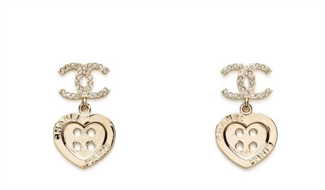 Chanel Heart Button Pendant Earrings CH103115 Gold 2025 (YF-25103115)