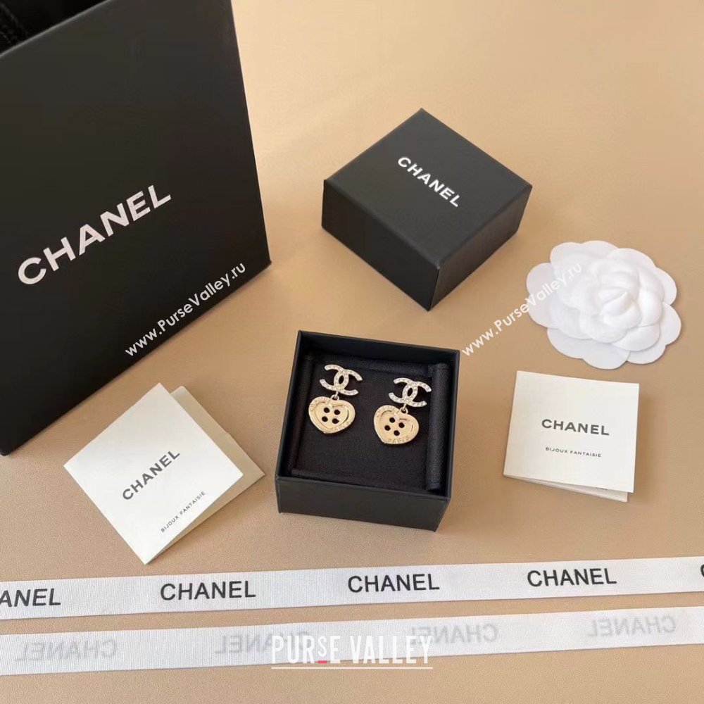 Chanel Heart Button Pendant Earrings CH103115 Gold 2025 (YF-25103115)
