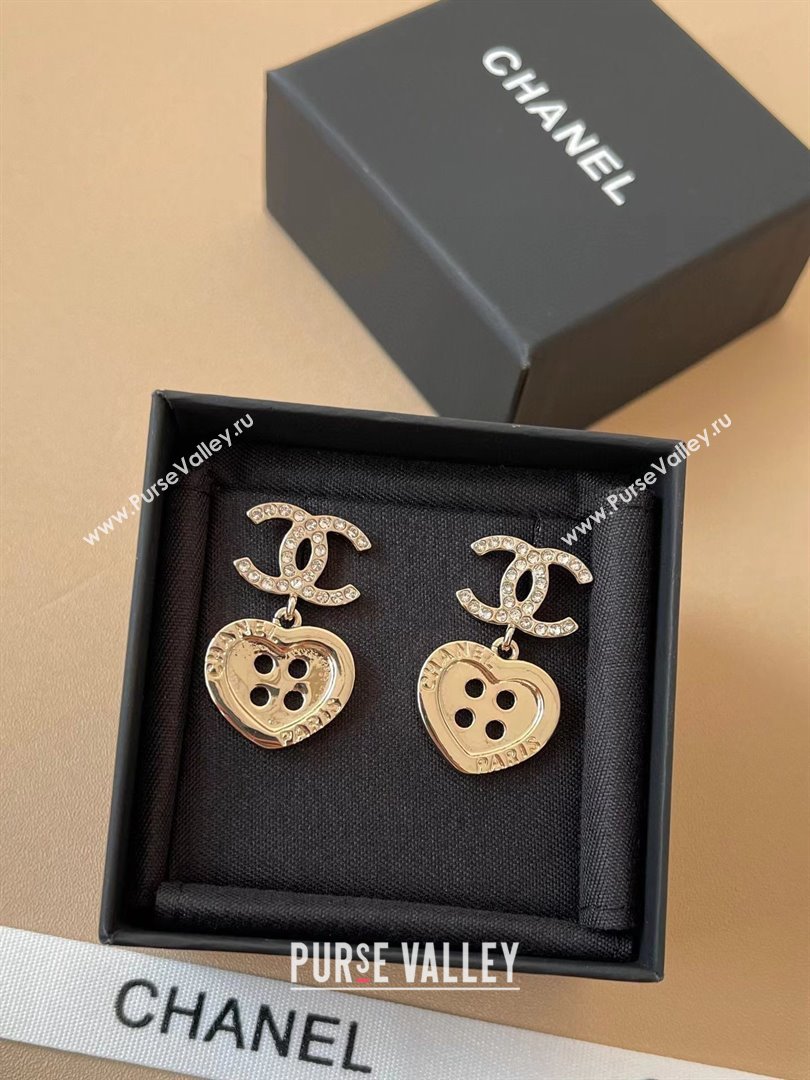 Chanel Heart Button Pendant Earrings CH103115 Gold 2025 (YF-25103115)