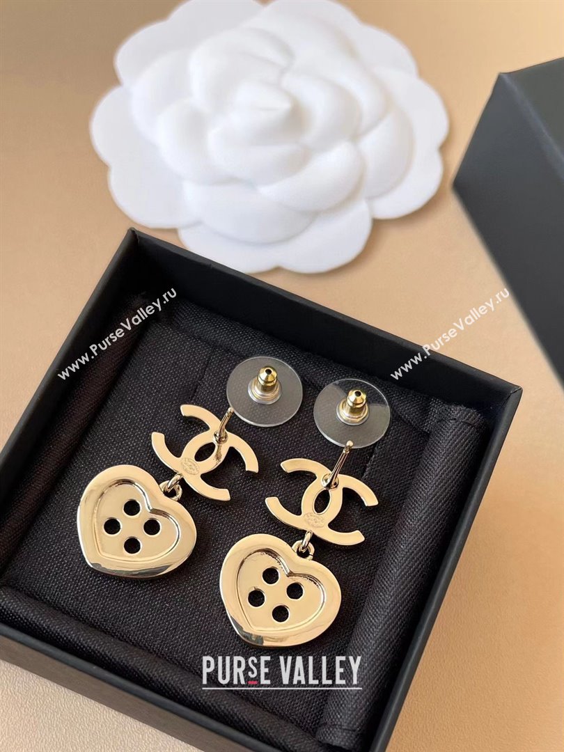 Chanel Heart Button Pendant Earrings CH103115 Gold 2025 (YF-25103115)