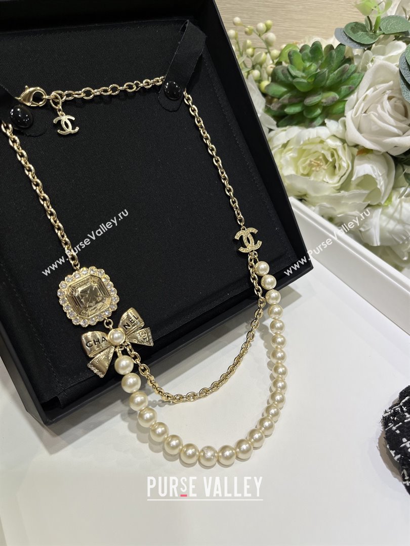 Chanel Pearls Necklace with Bow CH103109 Gold 2025 (YF-25103109)