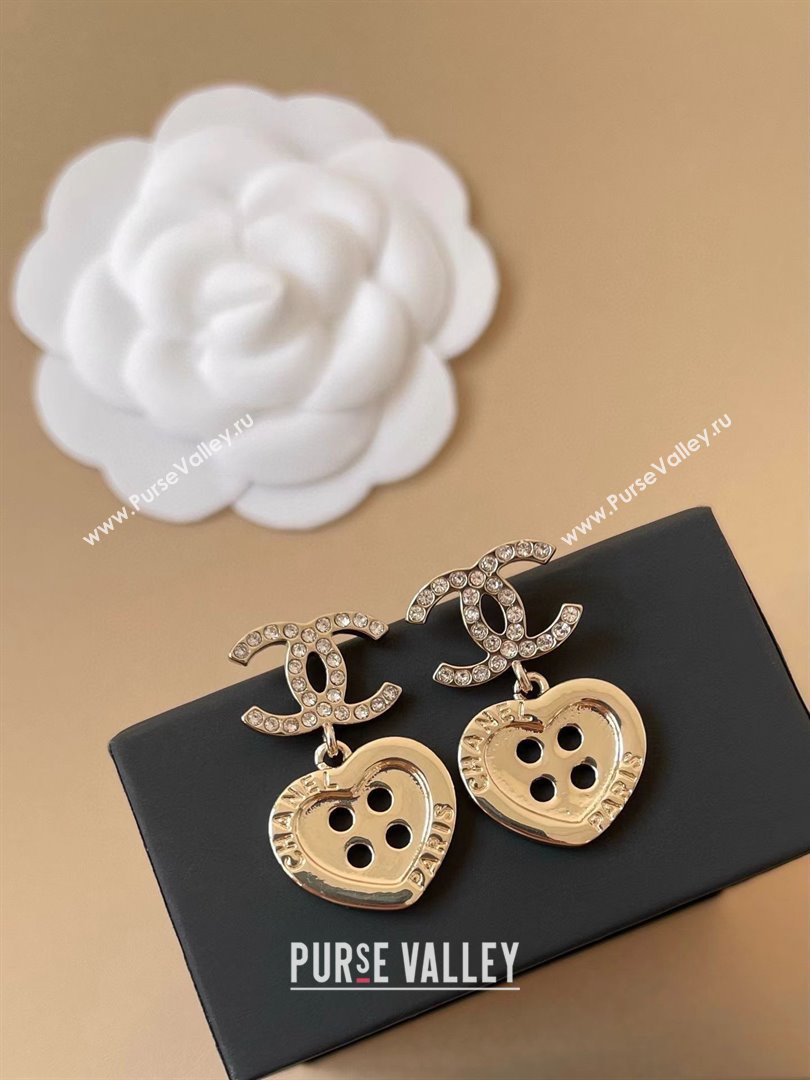 Chanel Heart Button Pendant Earrings CH103115 Gold 2025 (YF-25103115)