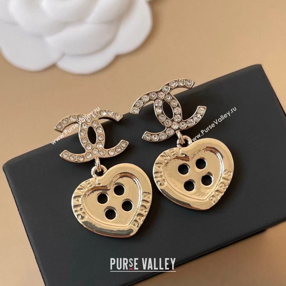 Chanel Heart Button Pendant Earrings CH103115 Gold 2025 (YF-25103115)