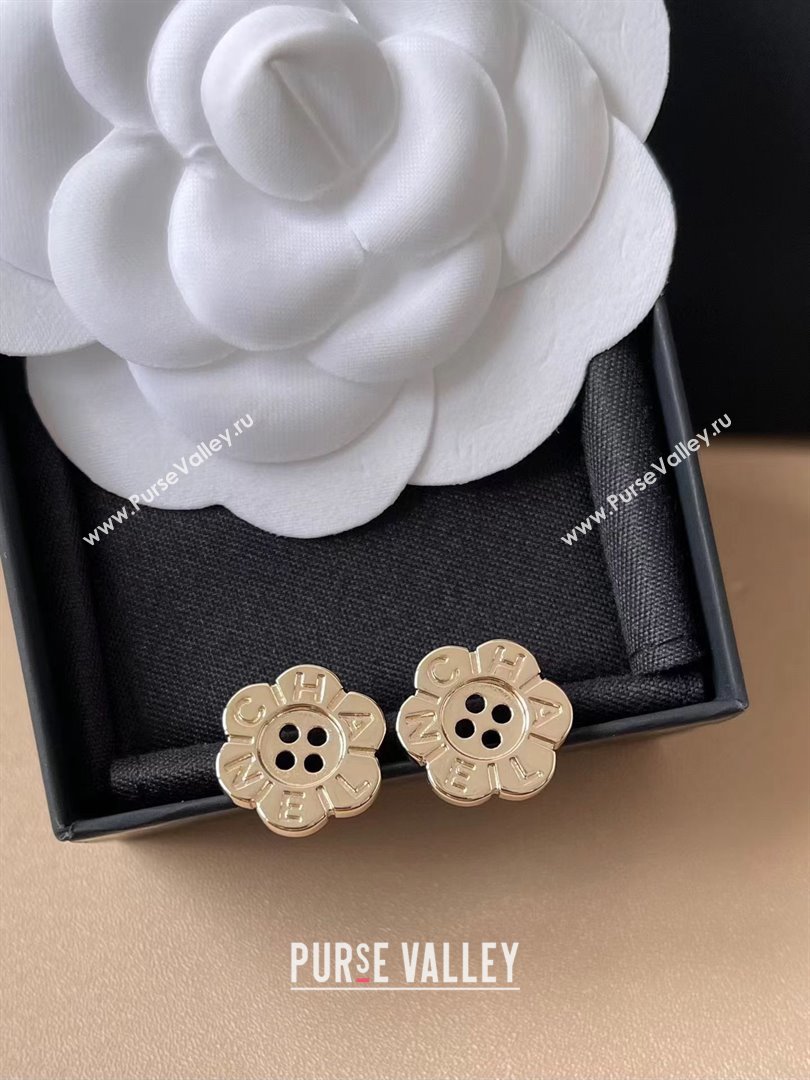 Chanel Bloom Button Earrings CH103112 Gold 2025 (YF-25103112)