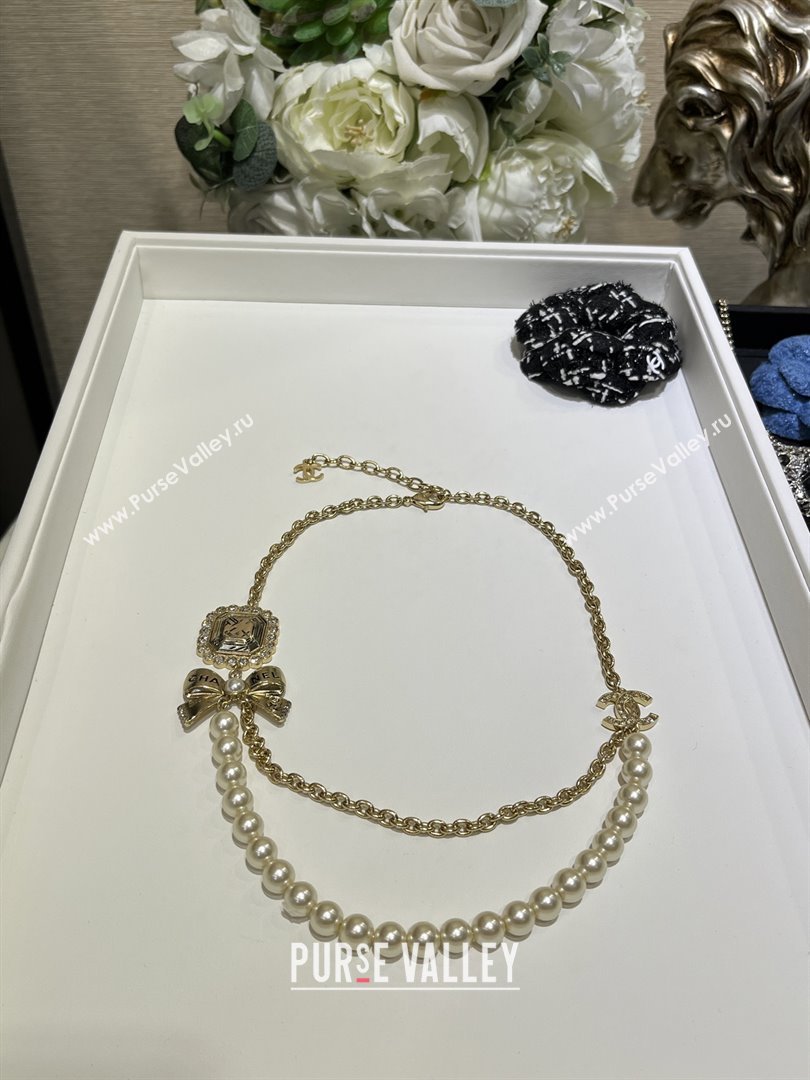 Chanel Pearls Necklace with Bow CH103109 Gold 2025 (YF-25103109)