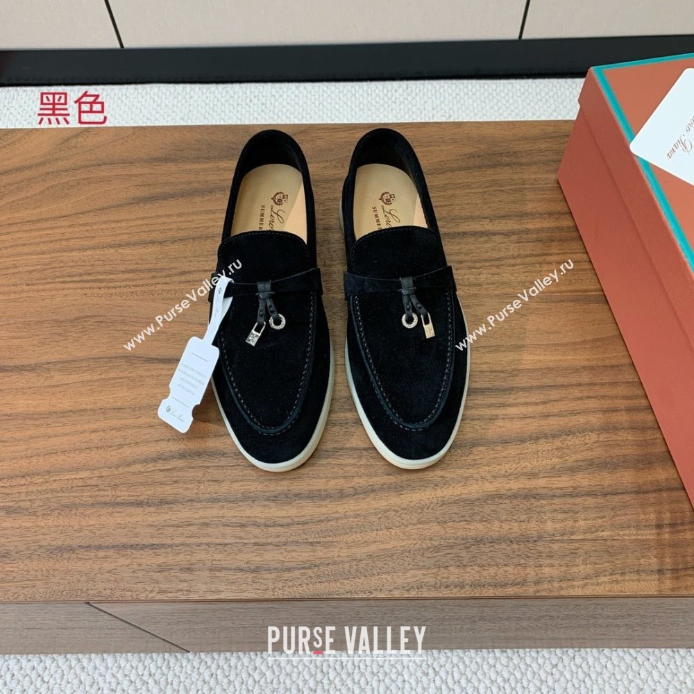 Loro Piana Summer Charms Walk Loafer in Suede LP110417 Black 2025 (HH-25110417)