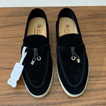 Loro Piana Summer Charms Walk Loafer in Suede LP110417 Black 2025 (HH-25110417)