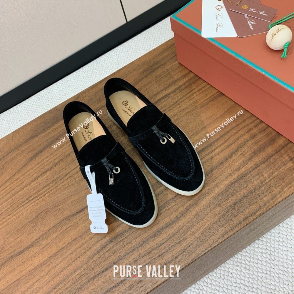 Loro Piana Summer Charms Walk Loafer in Suede LP110417 Black 2025 (HH-25110417)