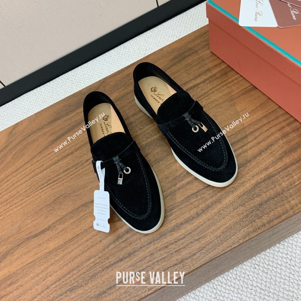 Loro Piana Summer Charms Walk Loafer in Suede LP110417 Black 2025 (HH-25110417)