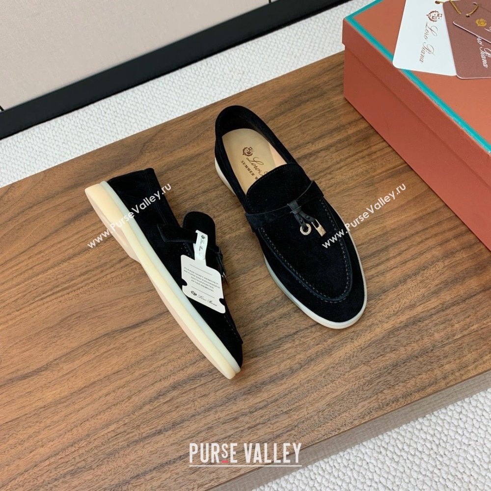 Loro Piana Summer Charms Walk Loafer in Suede LP110417 Black 2025 (HH-25110417)