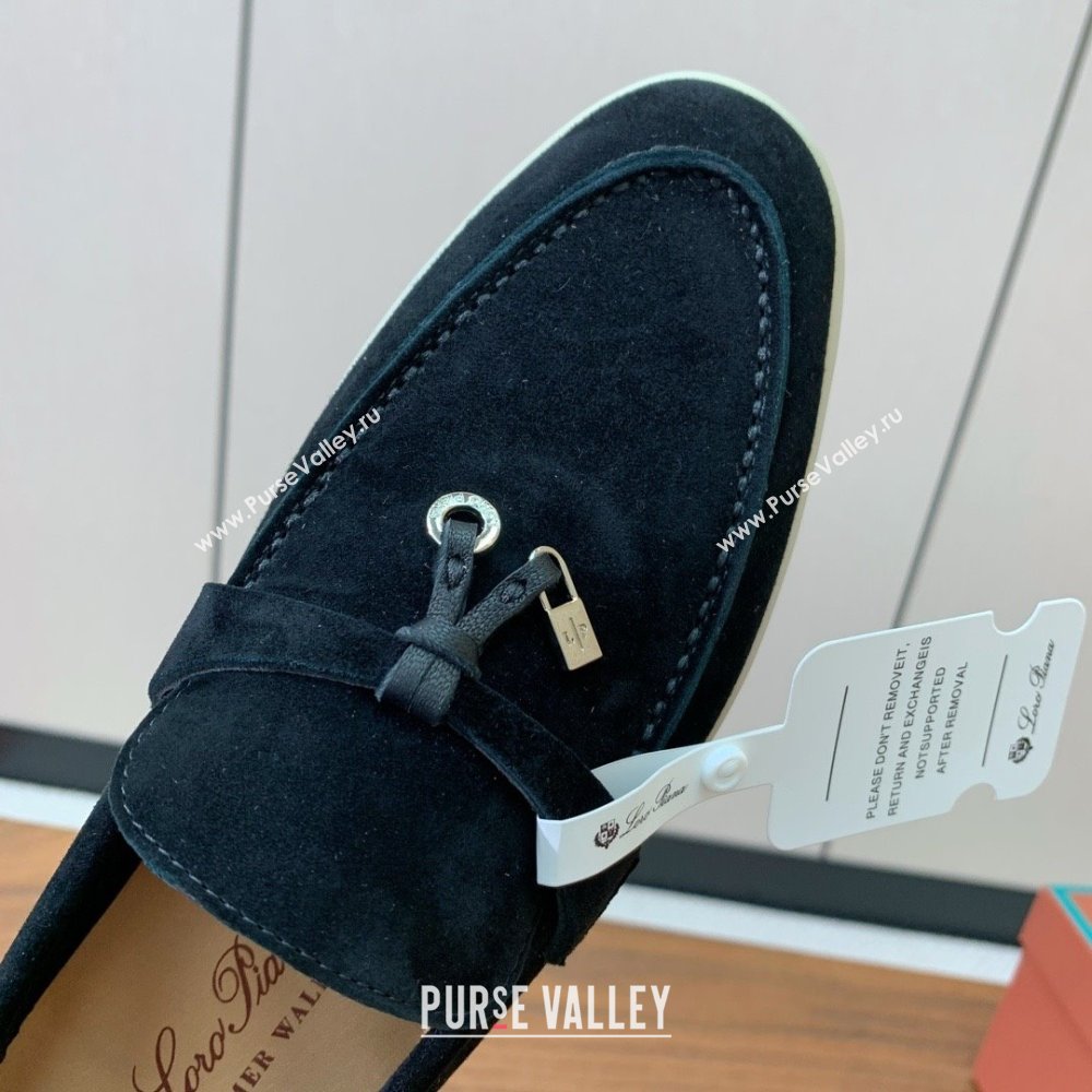 Loro Piana Summer Charms Walk Loafer in Suede LP110417 Black 2025 (HH-25110417)