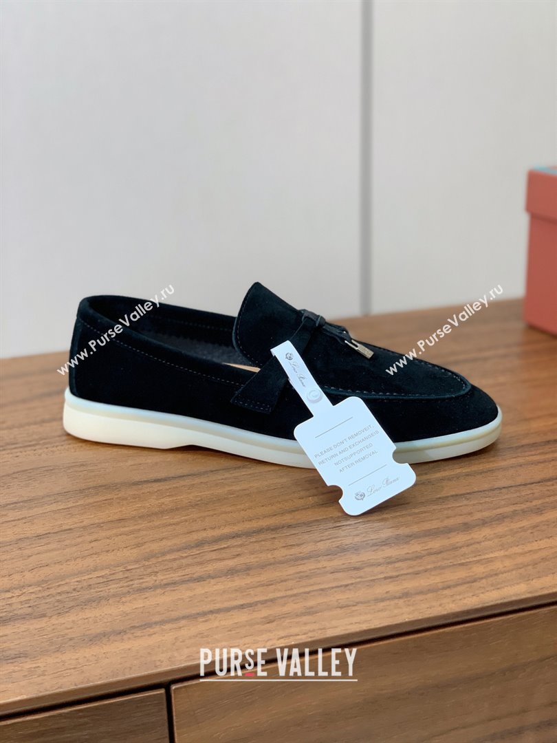 Loro Piana Summer Charms Walk Loafer in Suede LP110417 Black 2025 (HH-25110417)