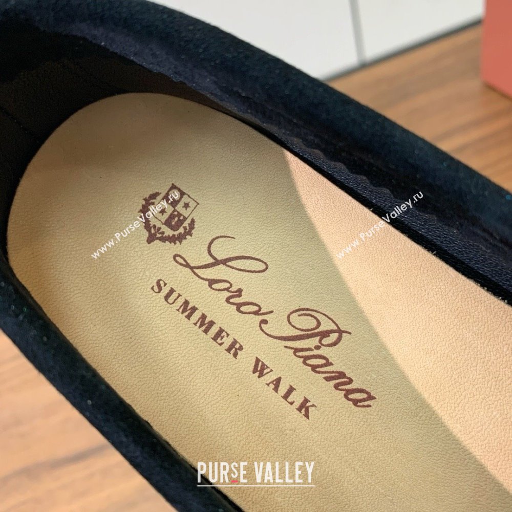 Loro Piana Summer Charms Walk Loafer in Suede LP110417 Black 2025 (HH-25110417)