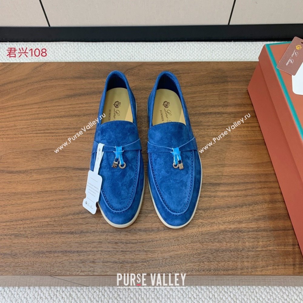 Loro Piana Summer Charms Walk Loafer in Suede LP110406 Blue 2025 (HH-25110406)