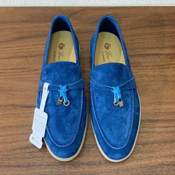 Loro Piana Summer Charms Walk Loafer in Suede LP110406 Blue 2025 (HH-25110406)