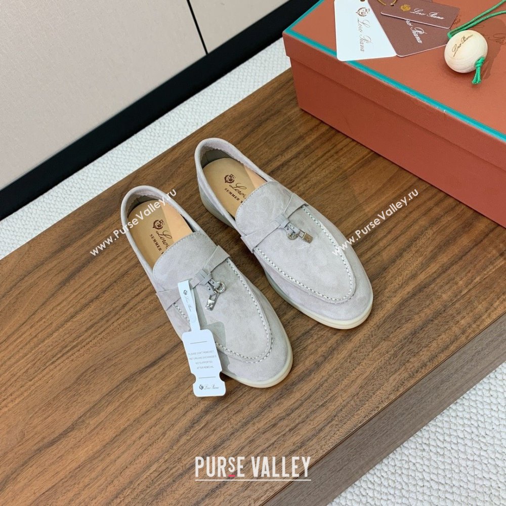 Loro Piana Summer Charms Walk Loafer in Suede LP110419 Pearl Grey 2025 (HH-25110419)