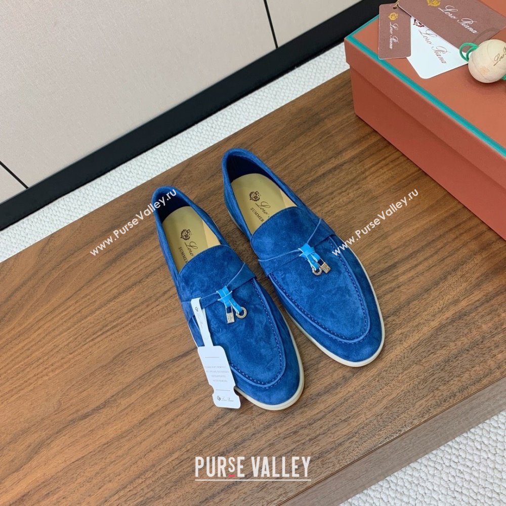 Loro Piana Summer Charms Walk Loafer in Suede LP110406 Blue 2025 (HH-25110406)