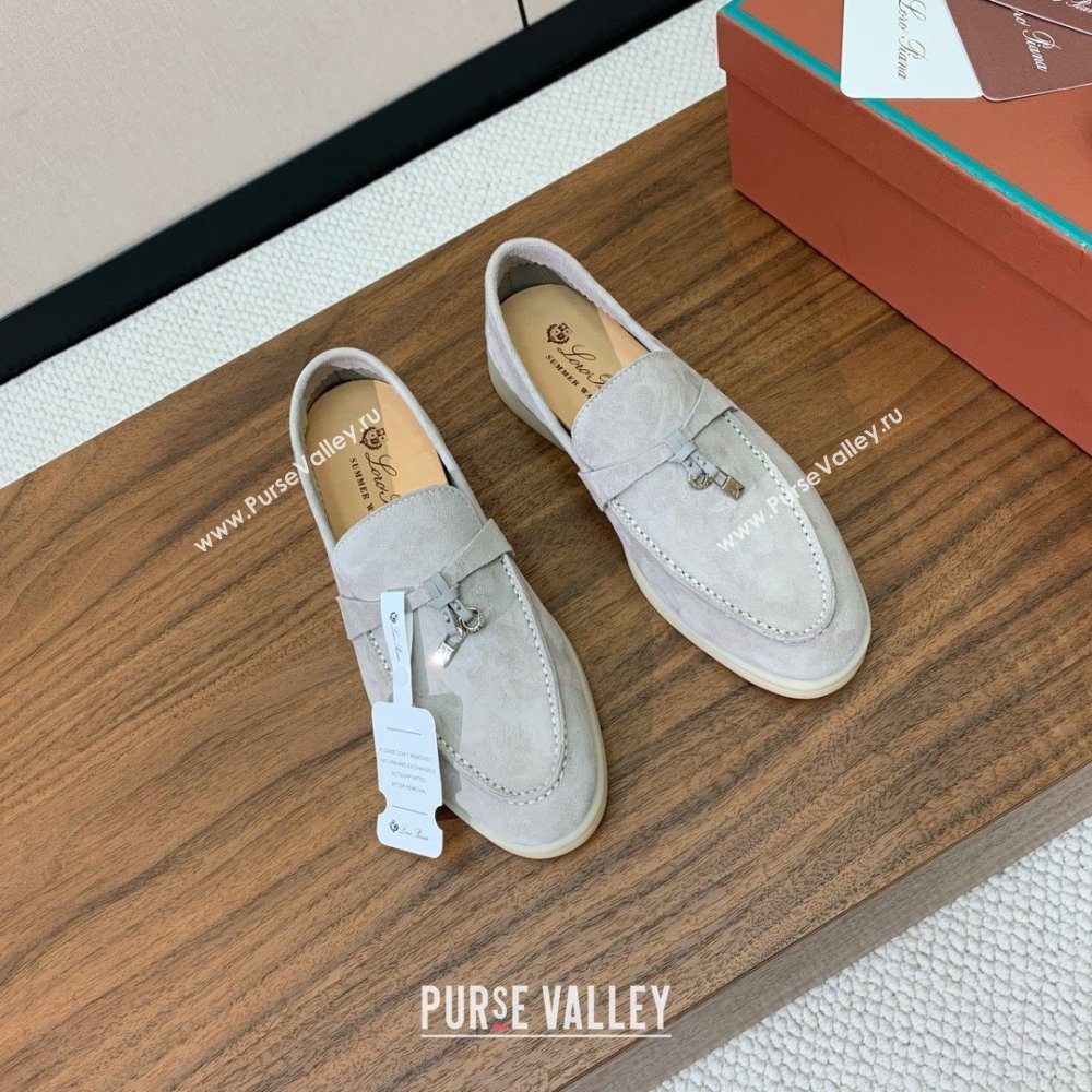 Loro Piana Summer Charms Walk Loafer in Suede LP110419 Pearl Grey 2025 (HH-25110419)