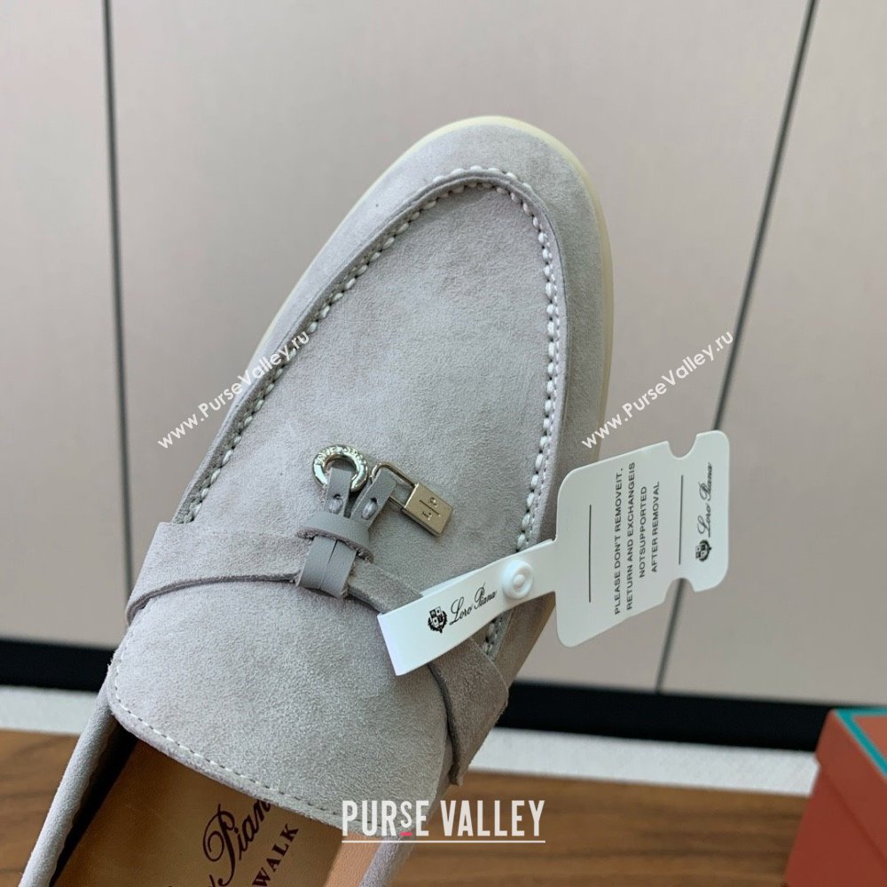 Loro Piana Summer Charms Walk Loafer in Suede LP110419 Pearl Grey 2025 (HH-25110419)