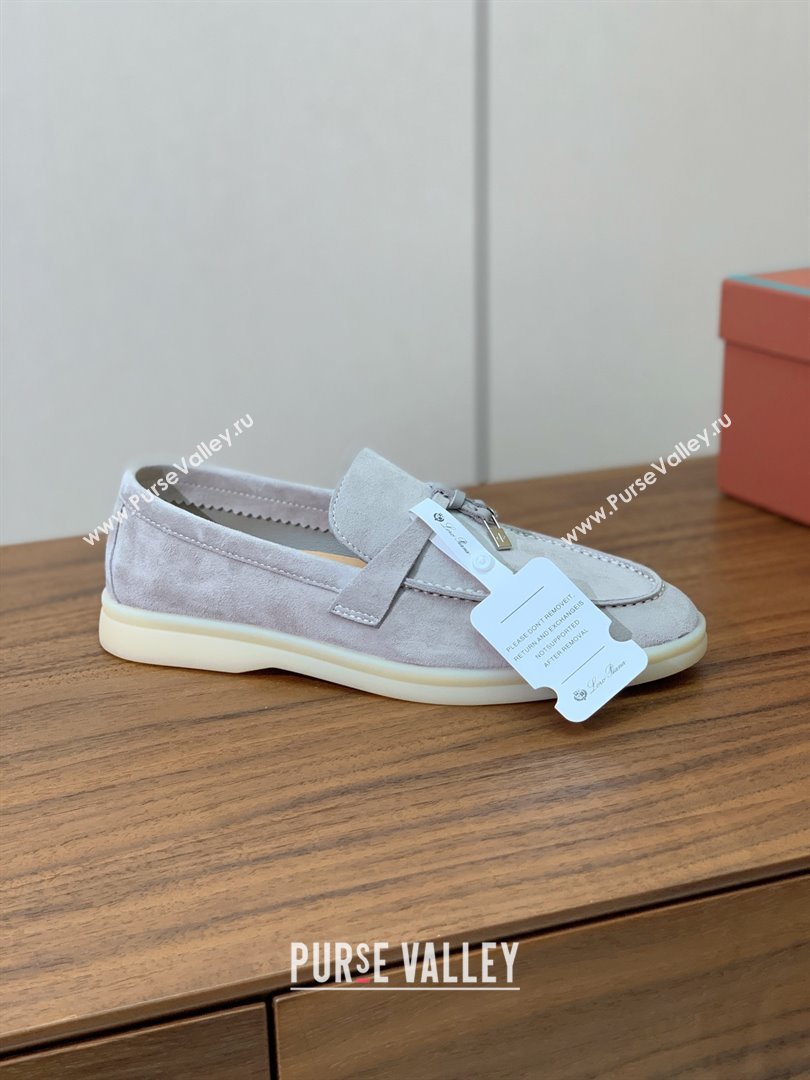 Loro Piana Summer Charms Walk Loafer in Suede LP110419 Pearl Grey 2025 (HH-25110419)