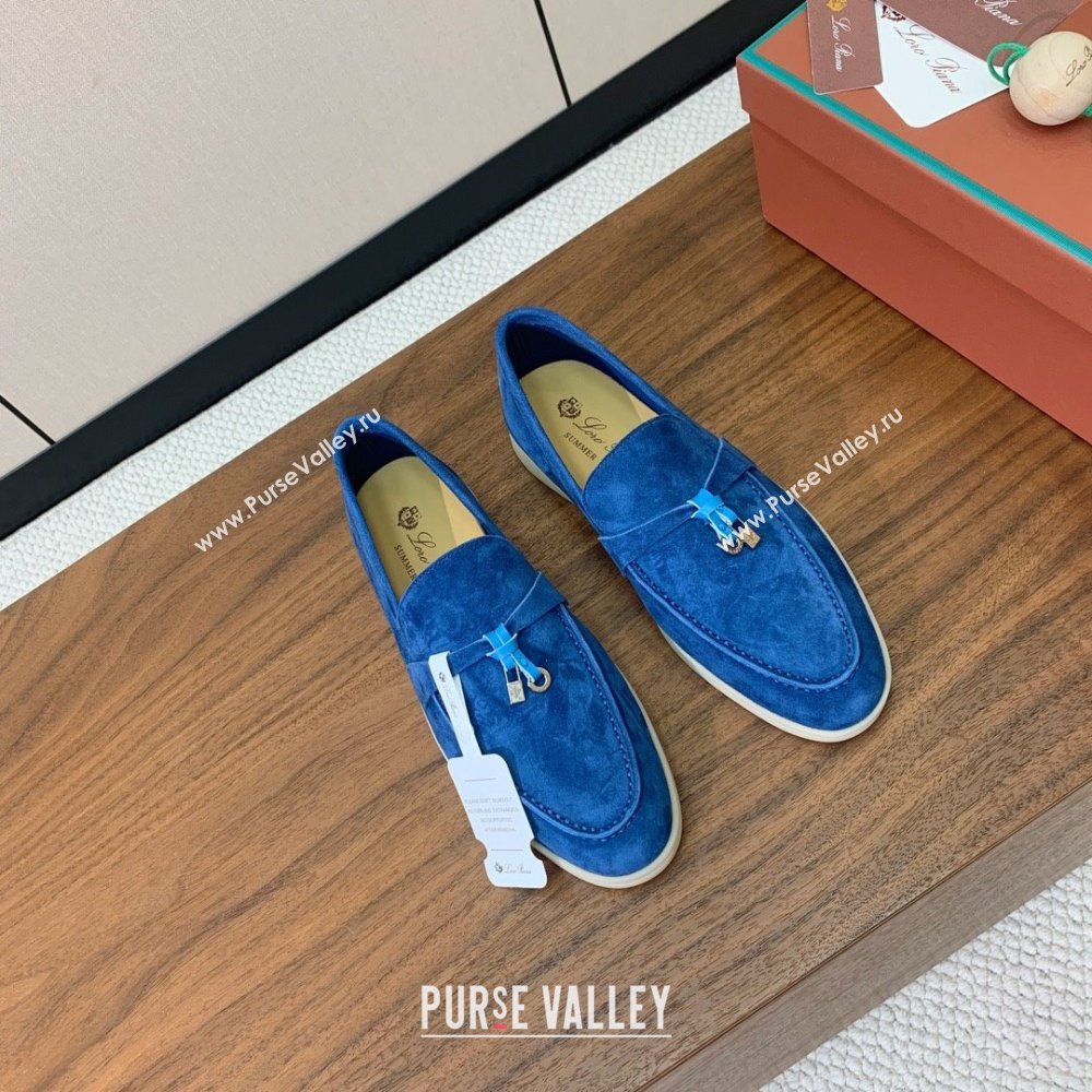 Loro Piana Summer Charms Walk Loafer in Suede LP110406 Blue 2025 (HH-25110406)