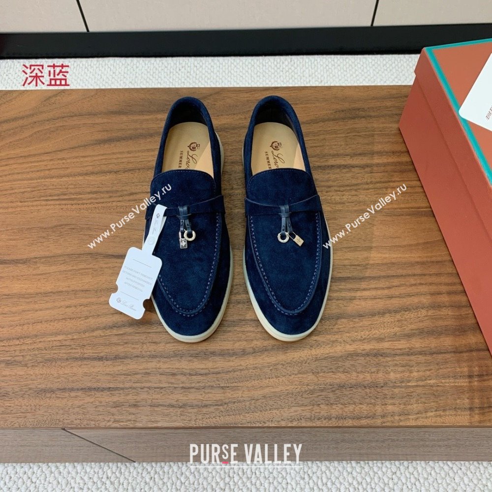Loro Piana Summer Charms Walk Loafer in Suede LP110418 Deep Blue 2025 (HH-25110418)