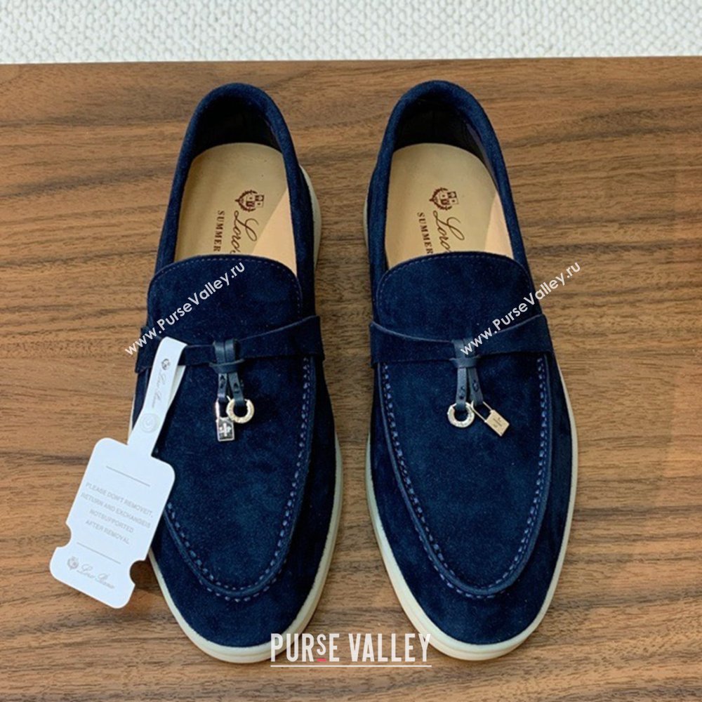 Loro Piana Summer Charms Walk Loafer in Suede LP110418 Deep Blue 2025 (HH-25110418)