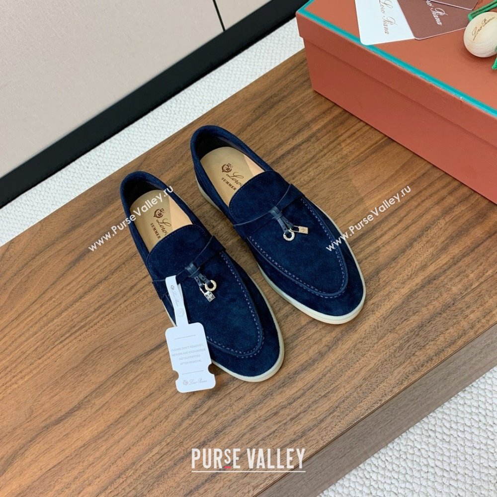 Loro Piana Summer Charms Walk Loafer in Suede LP110418 Deep Blue 2025 (HH-25110418)