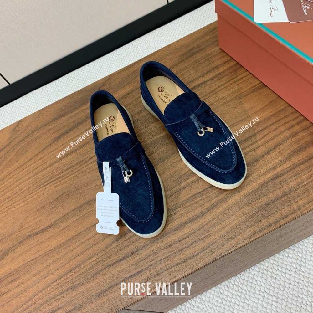 Loro Piana Summer Charms Walk Loafer in Suede LP110418 Deep Blue 2025 (HH-25110418)