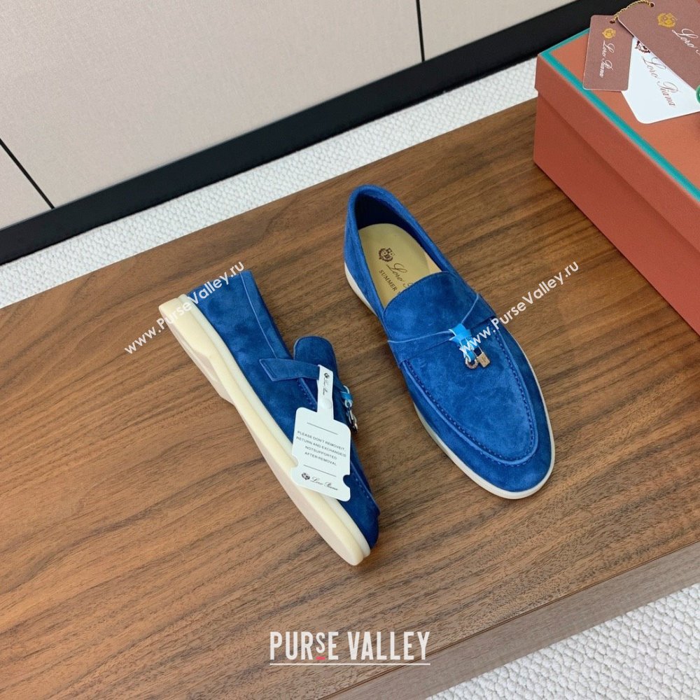 Loro Piana Summer Charms Walk Loafer in Suede LP110406 Blue 2025 (HH-25110406)