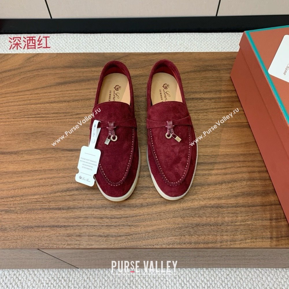 Loro Piana Summer Charms Walk Loafer in Suede LP110426 Burgundy 2025 (HH-25110426)