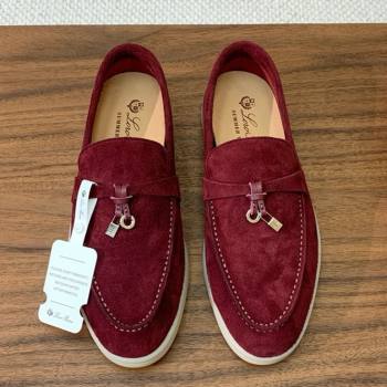 Loro Piana Summer Charms Walk Loafer in Suede LP110426 Burgundy 2025 (HH-25110426)