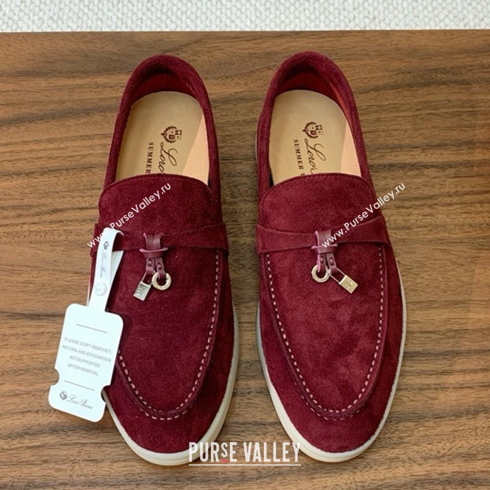 Loro Piana Summer Charms Walk Loafer in Suede LP110426 Burgundy 2025 (HH-25110426)