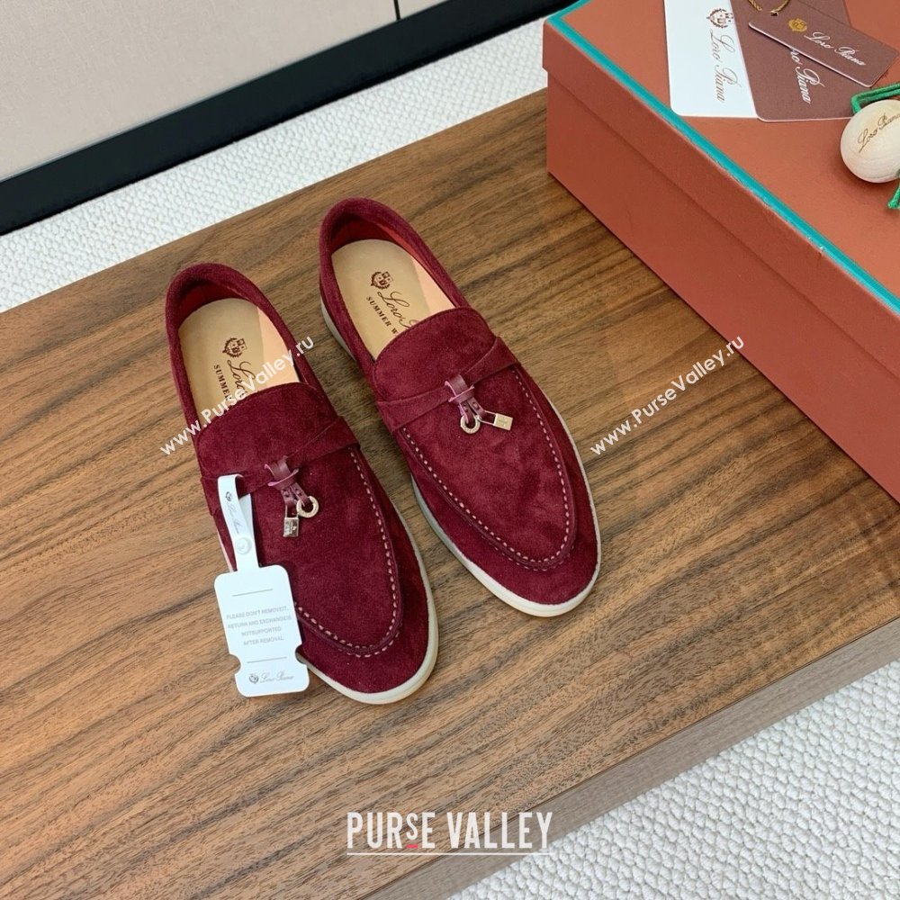 Loro Piana Summer Charms Walk Loafer in Suede LP110426 Burgundy 2025 (HH-25110426)