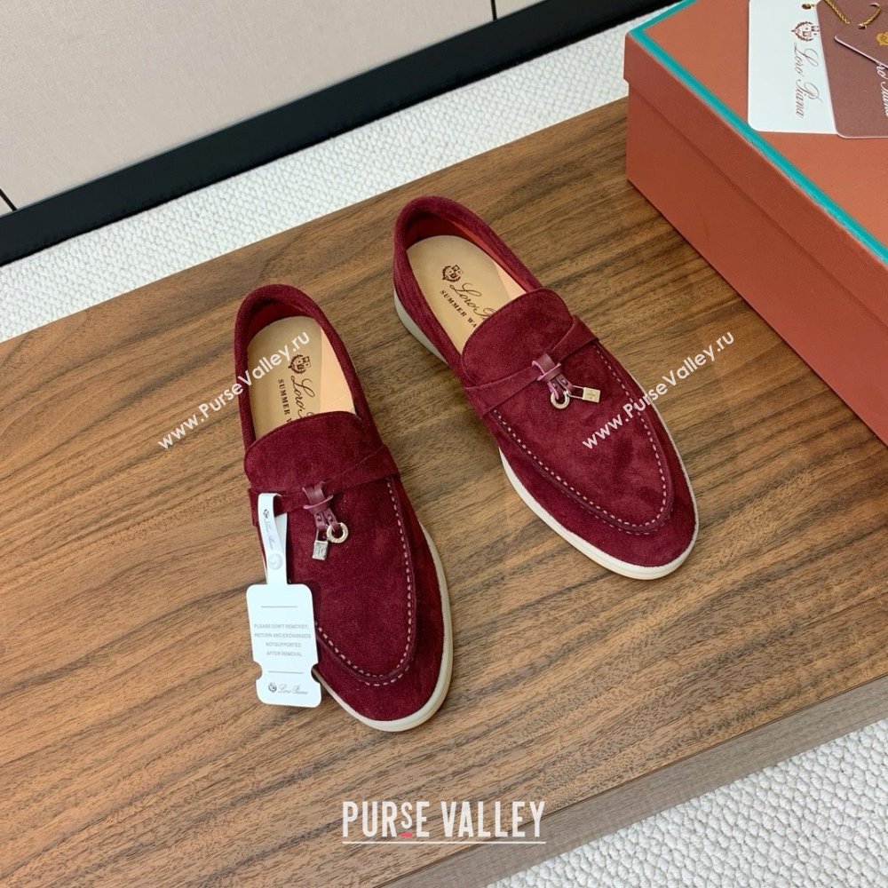Loro Piana Summer Charms Walk Loafer in Suede LP110426 Burgundy 2025 (HH-25110426)