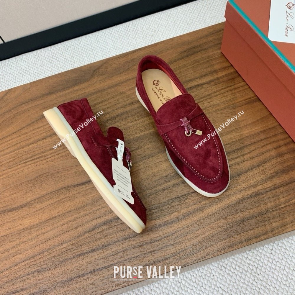 Loro Piana Summer Charms Walk Loafer in Suede LP110426 Burgundy 2025 (HH-25110426)