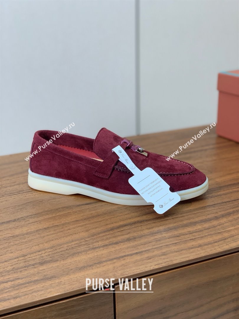 Loro Piana Summer Charms Walk Loafer in Suede LP110426 Burgundy 2025 (HH-25110426)