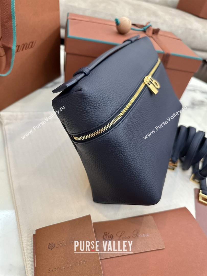 Loro Piana Extra Pocket Pouch L27 in Grained Calfskin Royal Blue 2025 (JIAJ-25110427)
